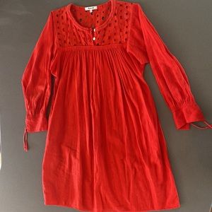 Madewell Xs Long Sleeve Trapeze Swing Dress with Pockets